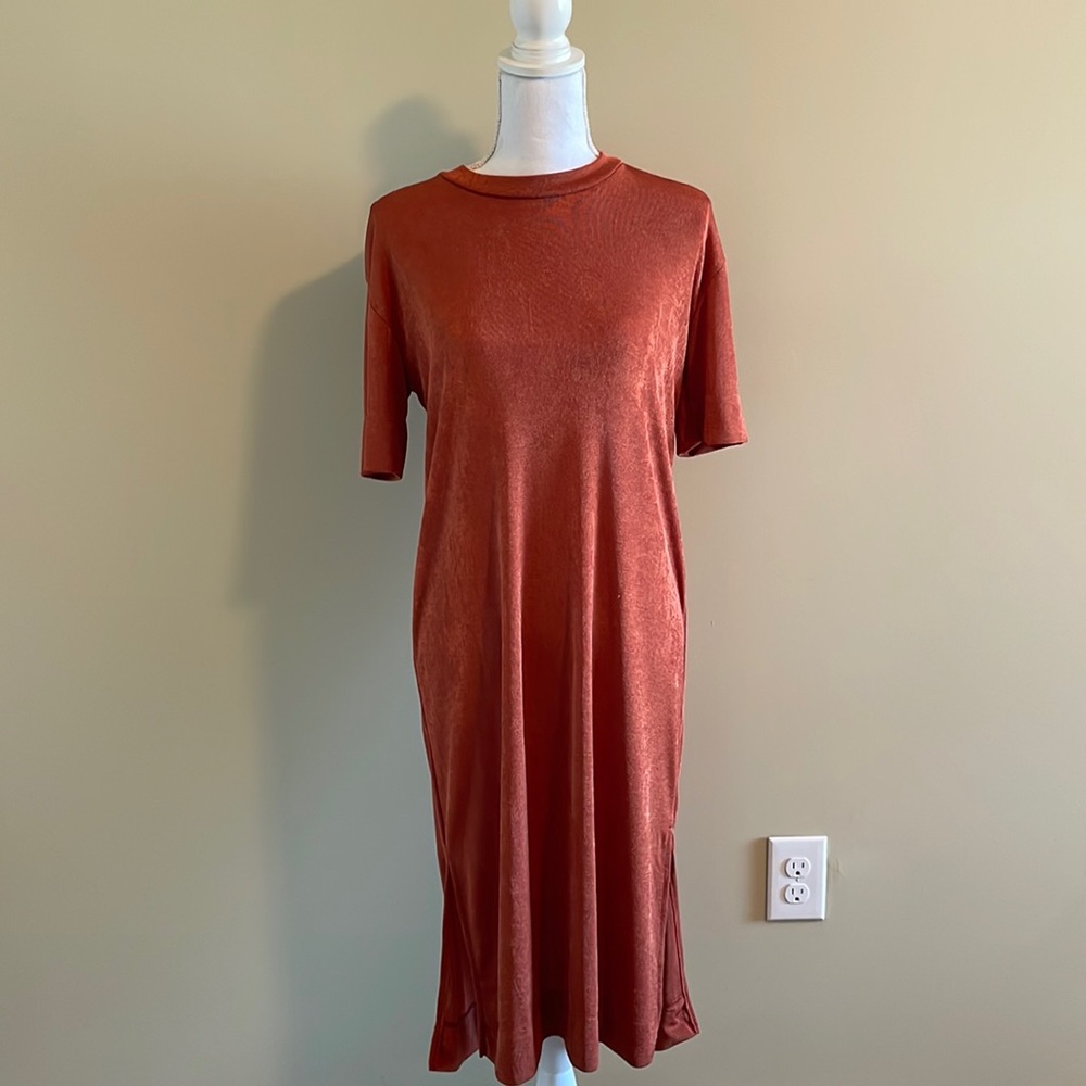 ASOS Burnt Orange Slinky Shirt Dress Size 0 NWOT